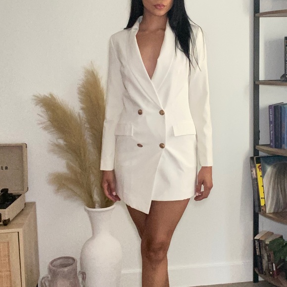 PLT White Gold Button Down Blazer Dress - Picture 2 of 5